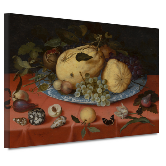 Fruitstilleven met schelpen en tulp - Balthasar van der Ast canvas