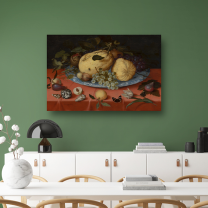 Fruitstilleven met schelpen en tulp - Balthasar van der Ast poster