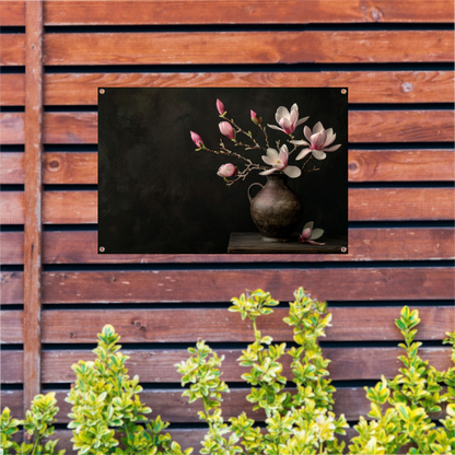 Antieke Vaas met Bloeiende Magnolia Tak tuinposter