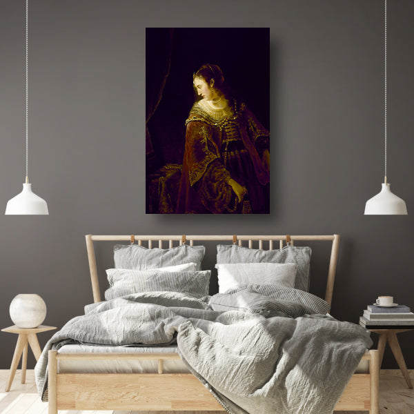 Vrouw aan haar kaptafel - Ferdinand Bol poster