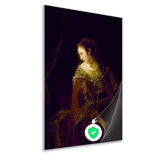 Vrouw aan haar kaptafel - Ferdinand Bol poster