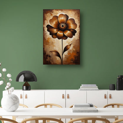 Abstracte Sepia Bloem in Olieverfstijl canvas