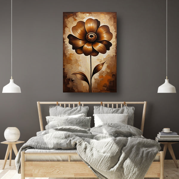 Abstracte Sepia Bloem in Olieverfstijl canvas