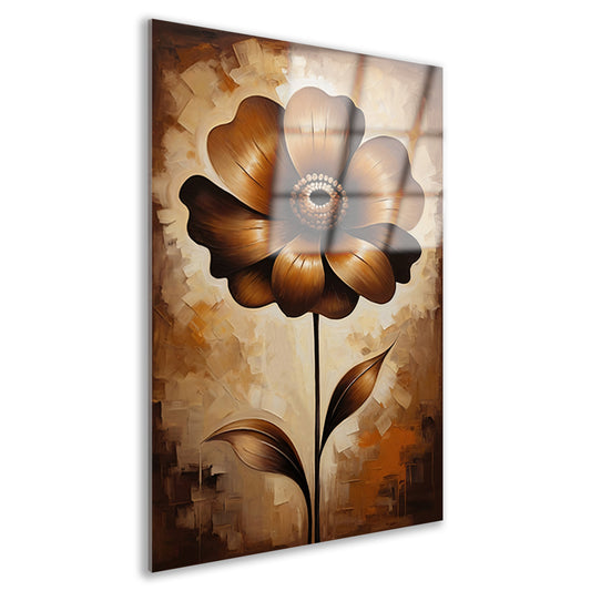 Abstracte Sepia Bloem in Olieverfstijl Acrylglas