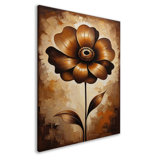 Abstracte Sepia Bloem in Olieverfstijl canvas