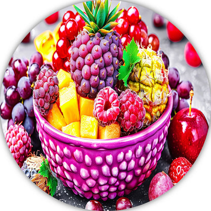 Levendige Fruitcompositie in Kleurrijke Schikking aluminium muurcirkel