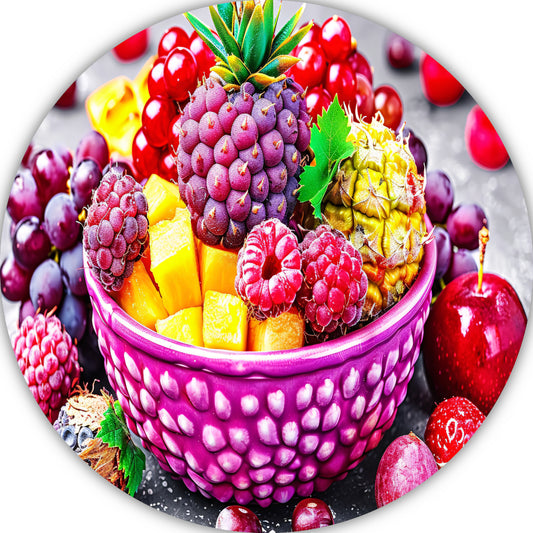 Levendige Fruitcompositie in Kleurrijke Schikking aluminium muurcirkel