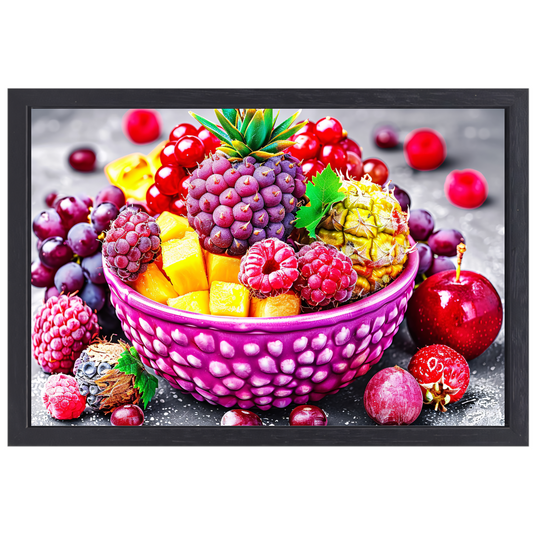 Levendige Fruitcompositie in Kleurrijke Schikking canvas met baklijst