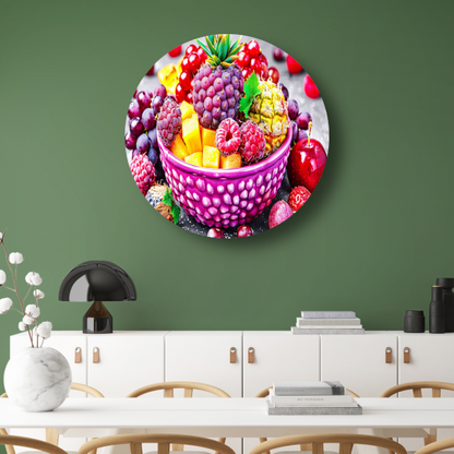 Levendige Fruitcompositie in Kleurrijke Schikking aluminium muurcirkel