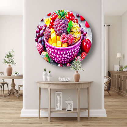 Levendige Fruitcompositie in Kleurrijke Schikking aluminium muurcirkel