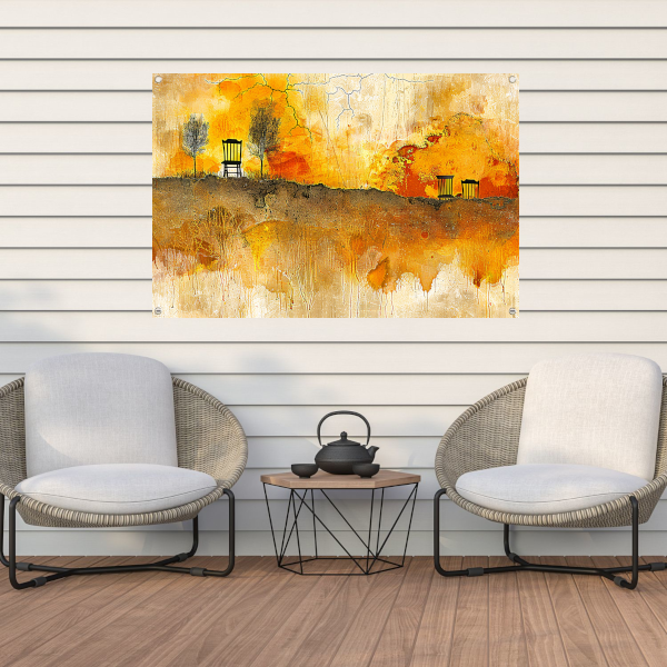 Impressionistisch Landschap met Stoelen tuinposter