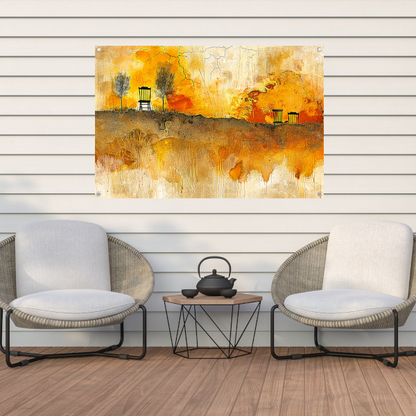 Impressionistisch Landschap met Stoelen tuinposter