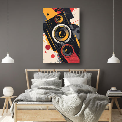 Abstract luidsprekers met Kleurrijk verfspatten canvas met baklijst