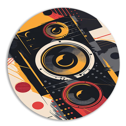 Abstract luidsprekers met Kleurrijk verfspatten aluminium muurcirkel