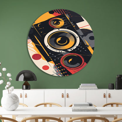 Abstract luidsprekers met Kleurrijk verfspatten aluminium muurcirkel