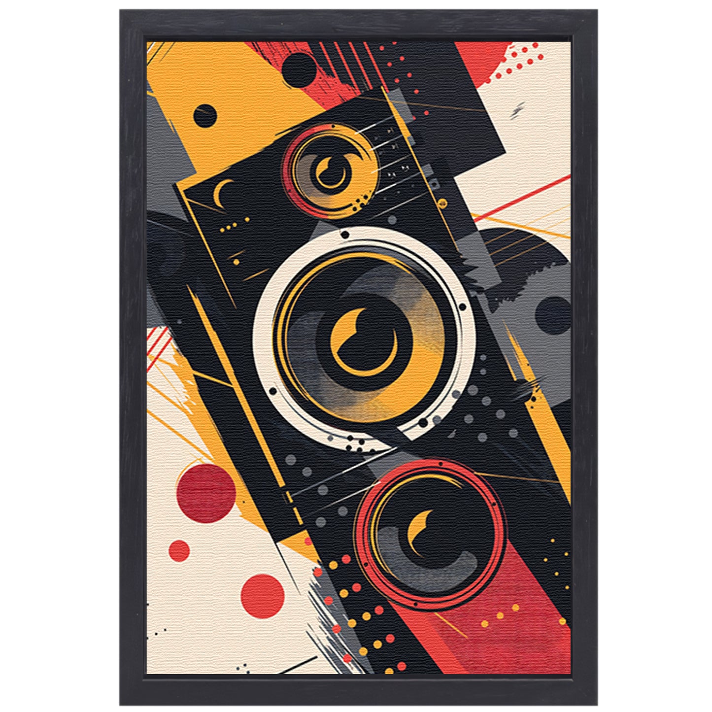 Abstract luidsprekers met Kleurrijk verfspatten canvas met baklijst