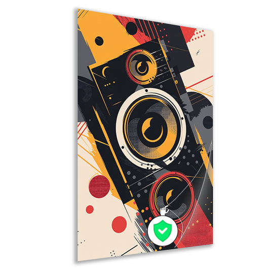 Abstract luidsprekers met Kleurrijk verfspatten poster