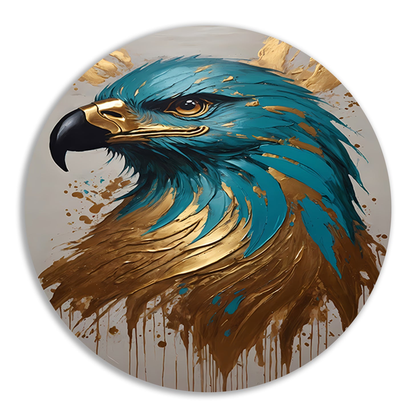 De Majestueuze Gouden Adelaar op Canvas aluminium muurcirkel