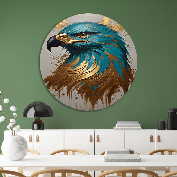De Majestueuze Gouden Adelaar op Canvas aluminium muurcirkel