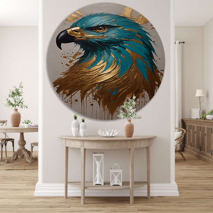 De Majestueuze Gouden Adelaar op Canvas aluminium muurcirkel