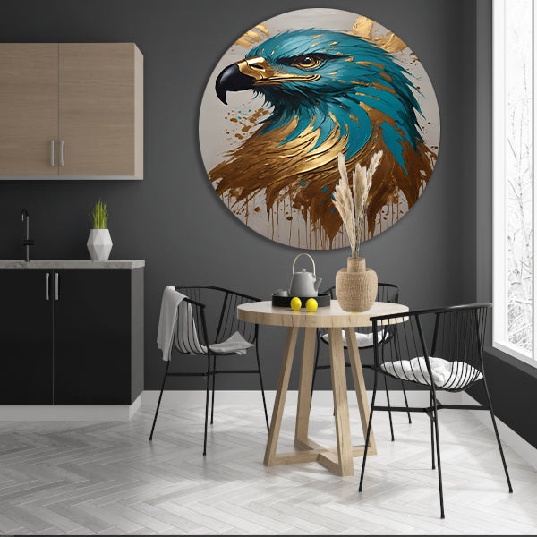 De Majestueuze Gouden Adelaar op Canvas aluminium muurcirkel