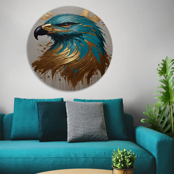 De Majestueuze Gouden Adelaar op Canvas aluminium muurcirkel