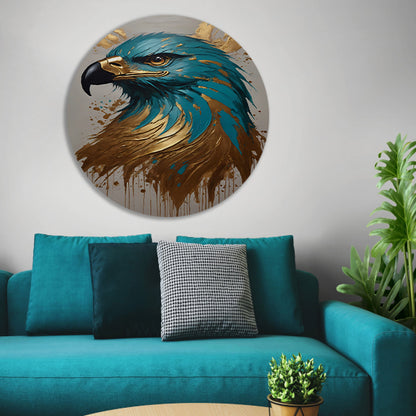 De Majestueuze Gouden Adelaar op Canvas aluminium muurcirkel