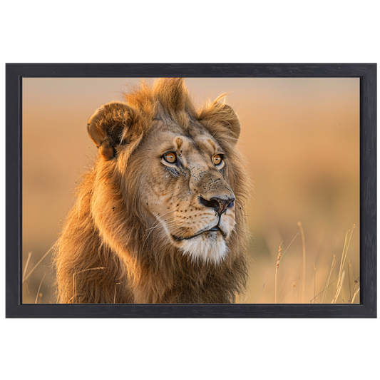Majestueuze Leeuw in Gouden Avondlicht canvas met baklijst