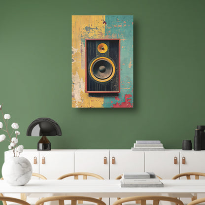 Vintage Speaker op Verweerde Muur canvas