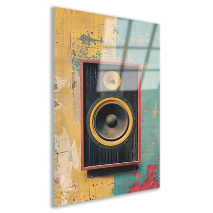 Vintage Speaker op Verweerde Muur acrylglas