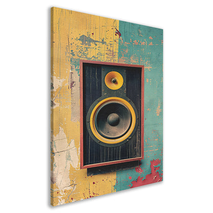 Vintage Speaker op Verweerde Muur canvas