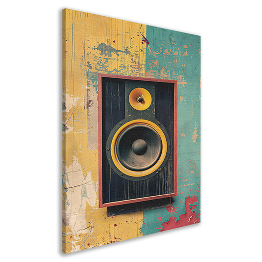 Vintage Speaker op Verweerde Muur canvas