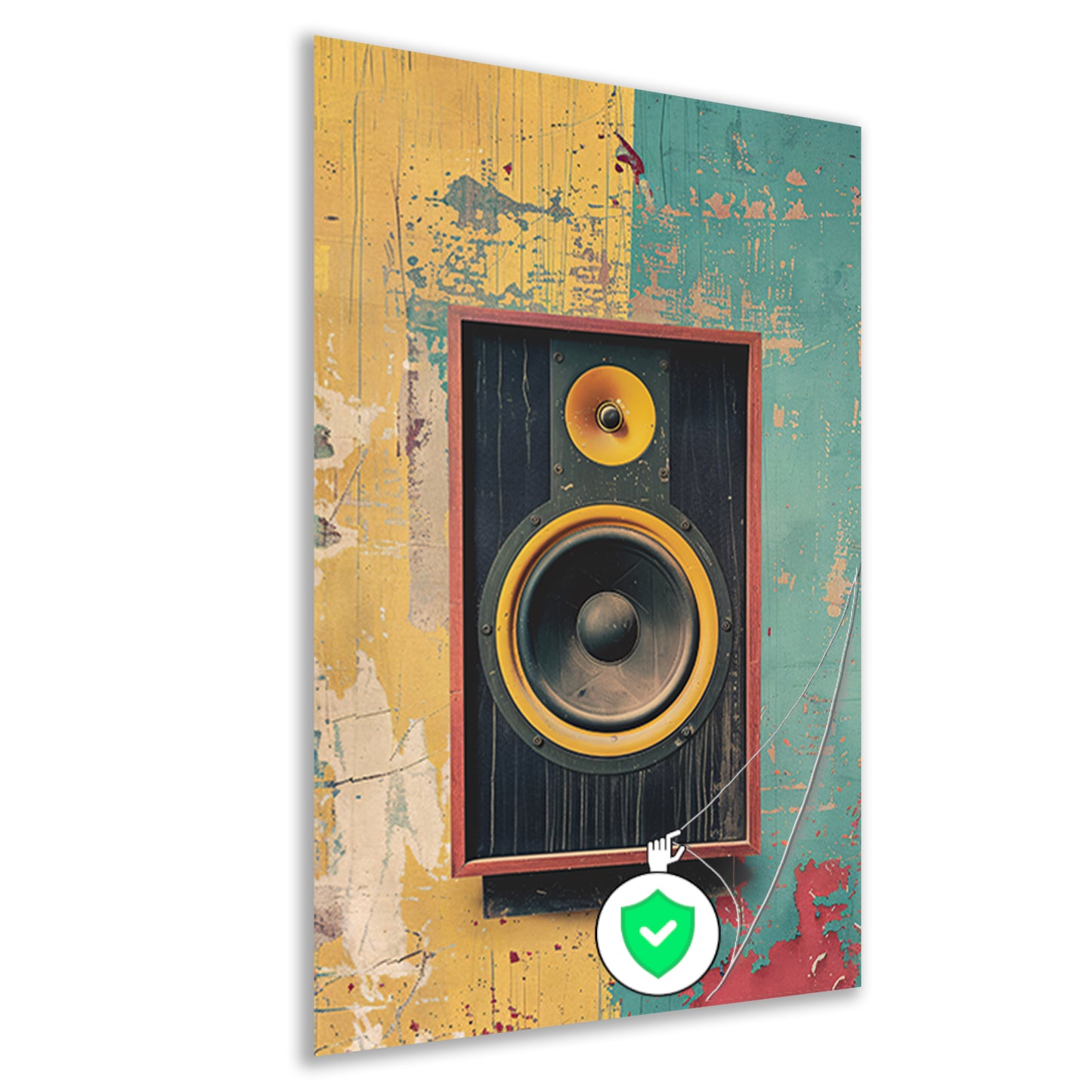 Vintage Speaker op Verweerde Muur poster