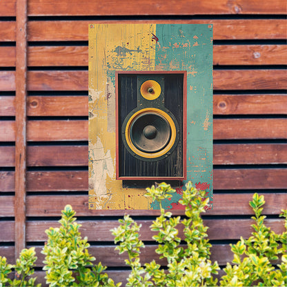 Vintage Speaker op Verweerde Muur tuinposter