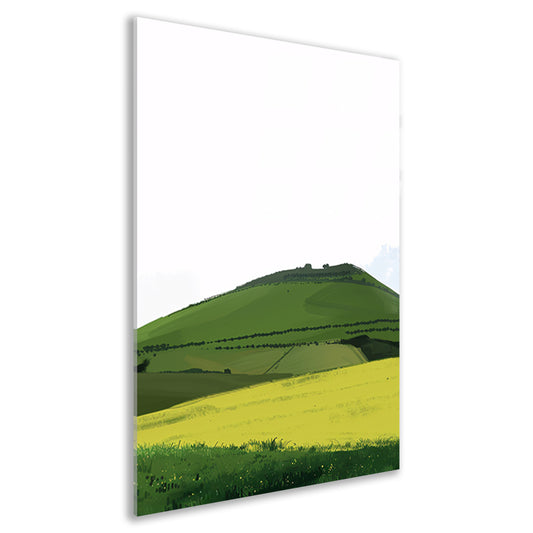 Minimalistisch groen heuvelachtig landschap schilderij acrylglas