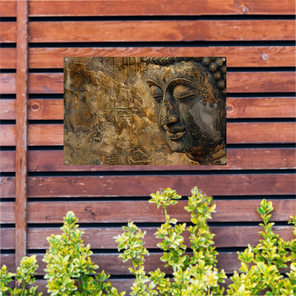 Gouden Boeddha Gezicht met Puzzel Ontwerp tuinposter