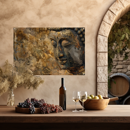 Gouden Boeddha Gezicht met Puzzel Ontwerp tuinposter