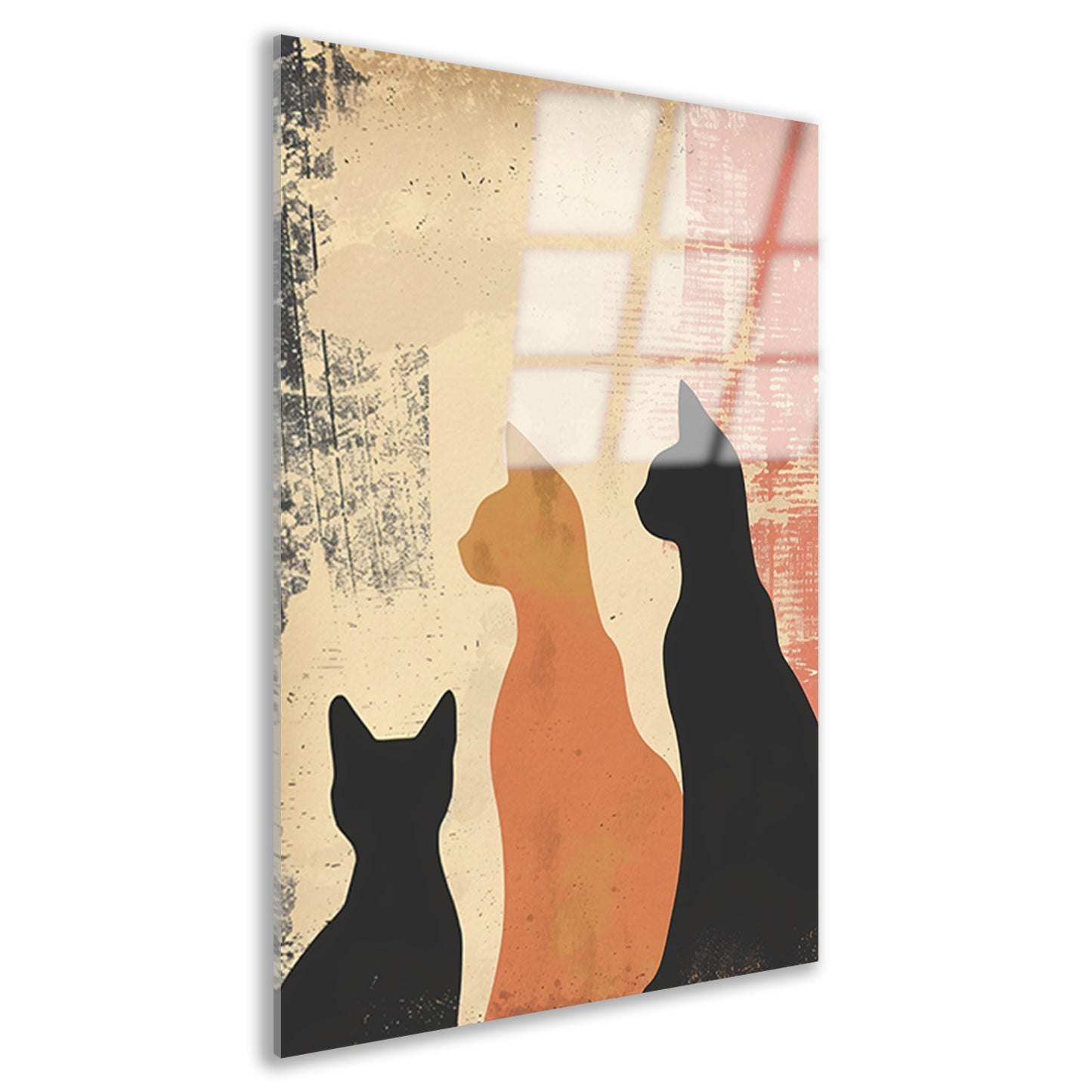 Abstracte Katten Silhouetten op Textuur acrylglas