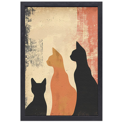 Abstracte Katten Silhouetten op Textuur canvas met baklijst