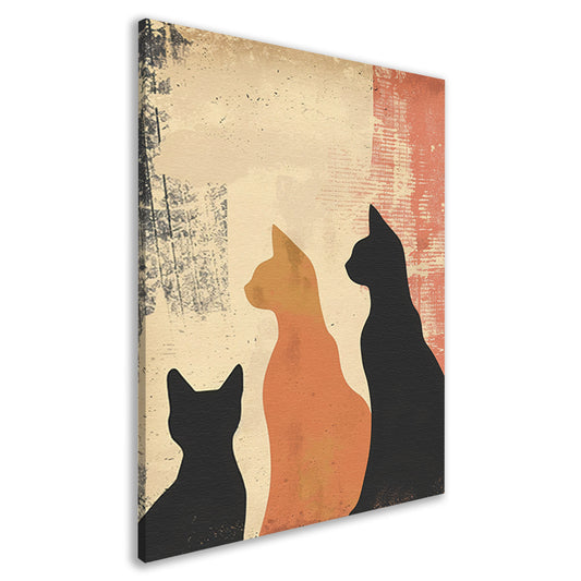 Abstracte Katten Silhouetten op Textuur canvas