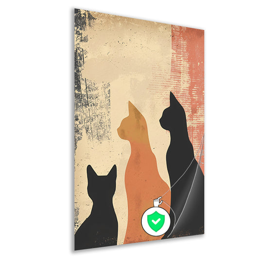 Abstracte Katten Silhouetten op Textuur poster