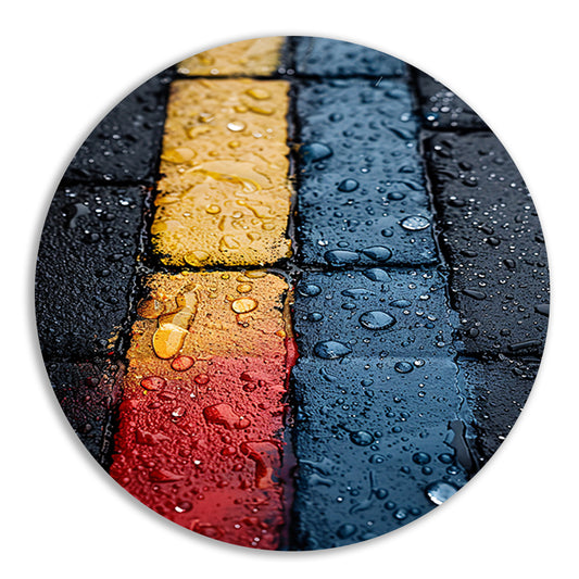 Abstract Straatstenen Met Kleurrijk Regenreflecties aluminium muurcirkel