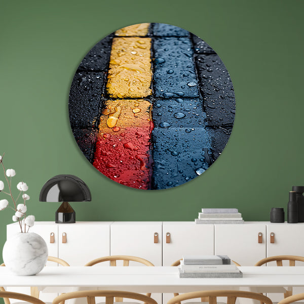 Abstract Straatstenen Met Kleurrijk Regenreflecties forex muurcirkel