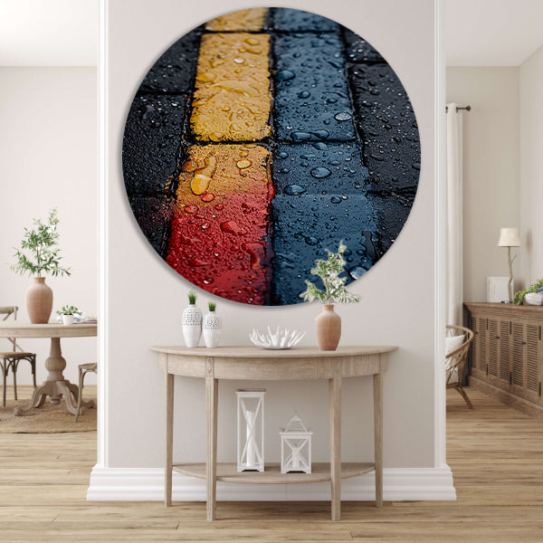 Abstract Straatstenen Met Kleurrijk Regenreflecties forex muurcirkel