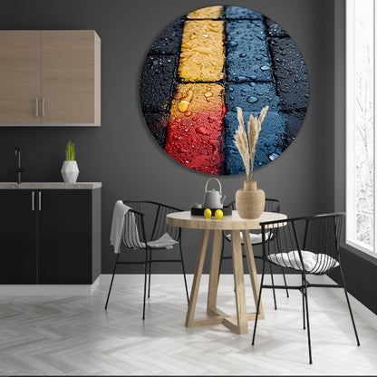 Abstract Straatstenen Met Kleurrijk Regenreflecties forex muurcirkel