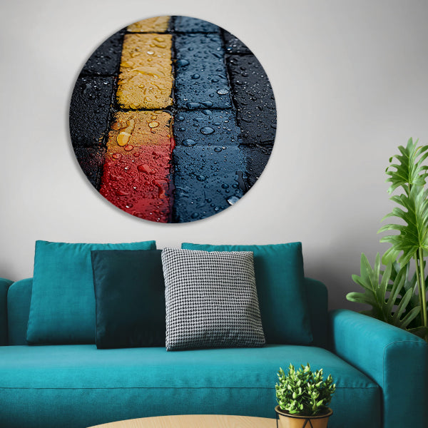 Abstract Straatstenen Met Kleurrijk Regenreflecties forex muurcirkel