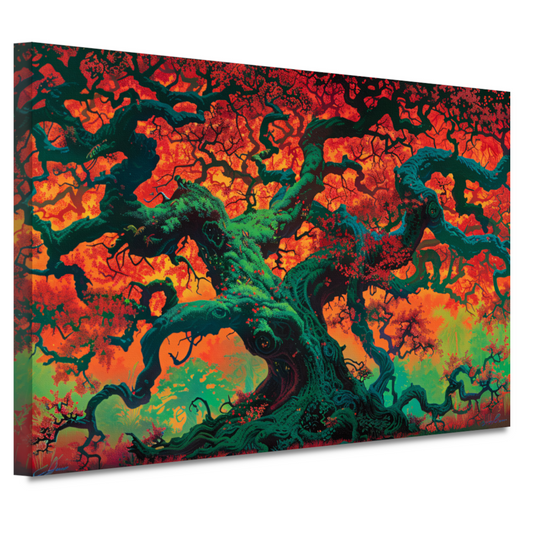 Eikenboom in herfstkleuren canvas