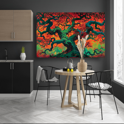 Eikenboom in herfstkleuren canvas