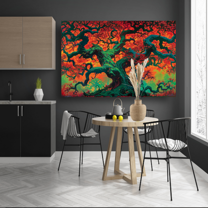 Eikenboom in herfstkleuren canvas met baklijst