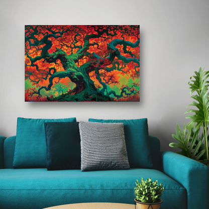 Eikenboom in herfstkleuren canvas